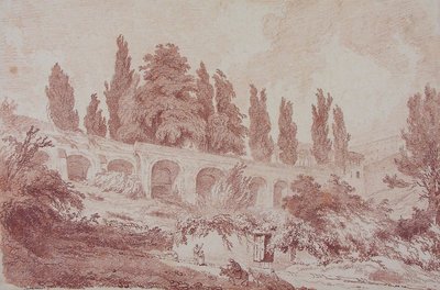 Opěrná zeď ve Villa dEste v Tivoli od Jean Honore Fragonard